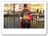 Darryl Plays his drehorgel in Copenhagen's Nyhavn area.